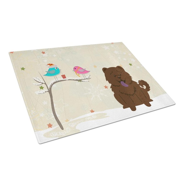 BB2613LCB Christmas Presents Between Friends Chow Chow Chocolate Glass Cutting Board - Large