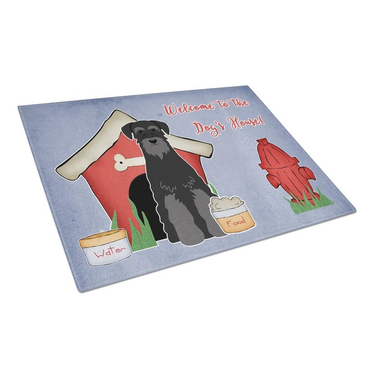 BB2786LCB Dog House Collection Standard Schnauzer Black Glass Cutting Board - Large
