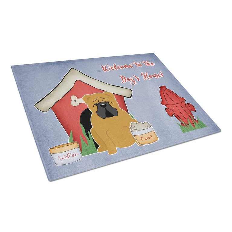 BB2876LCB Dog House Collection English Bulldog Red Glass Cutting Board - Large
