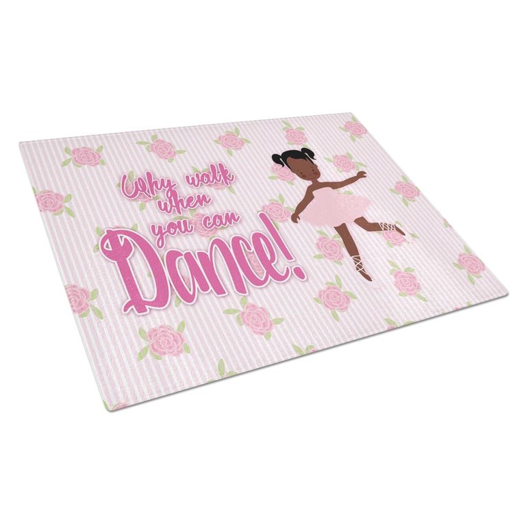 BB5382LCB Ballet African American Pigtails Glass Cutting Board - Large