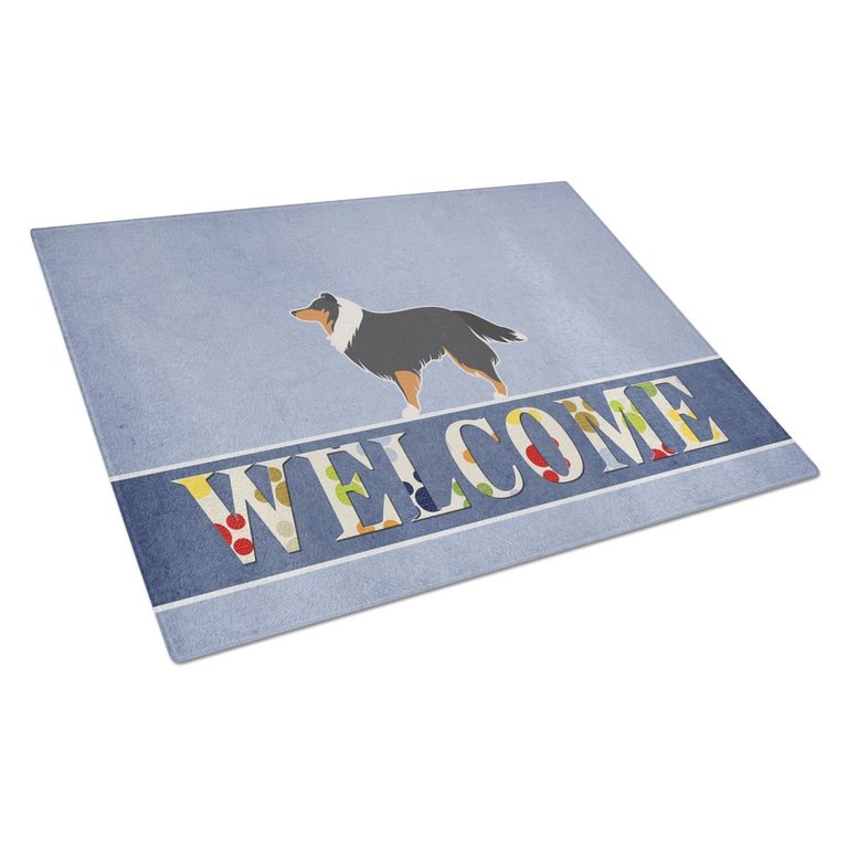 BB5534LCB Sheltie & Shetland Sheepdog Welcome Glass Cutting Board - Large