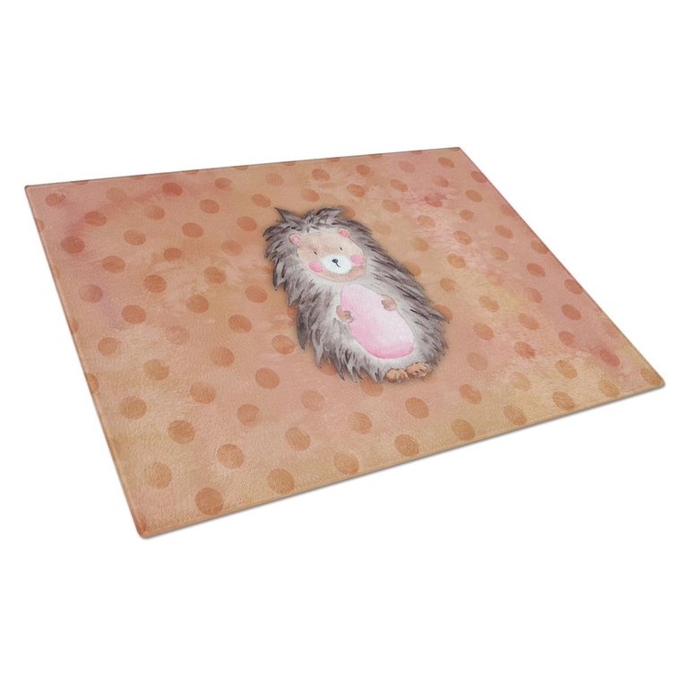 BB7378LCB Polkadot Hedgehog Watercolor Glass Cutting Board - Large