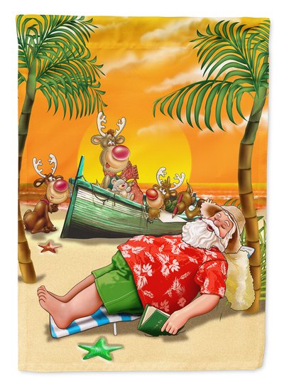 Caroline's Treasures Beach Christmas Santa Claus Napping Garden Flag 2-Sided 2-Ply product