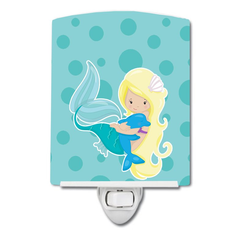 Beach Mermaid Blue Ceramic Night Light