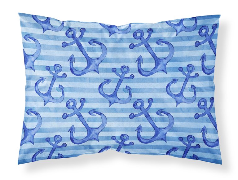 Beach Watercolor Anchors Fabric Standard Pillowcase