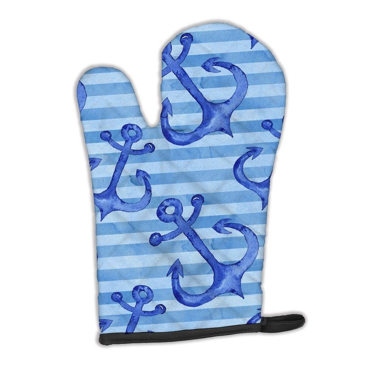 Beach Watercolor Anchors Oven Mitt