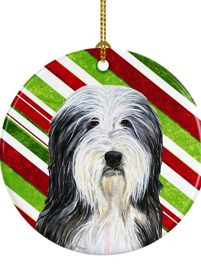Caroline's Treasures Bearded Collie Candy Cane Holiday Christmas Ceramic Ornament product