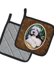 Bearded Collie Pair of Pot Holders