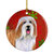 Bearded Collie Red and Green Snowflakes Holiday Christmas Ceramic Ornament