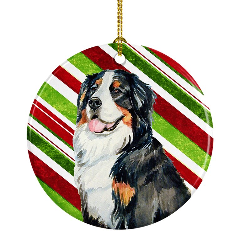 Bernese Mountain Dog Candy Cane Holiday Christmas Ceramic Ornament