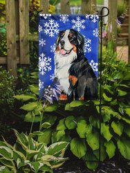 Bernese Mountain Dog Winter Snowflakes Holiday Garden Flag 2-Sided 2-Ply