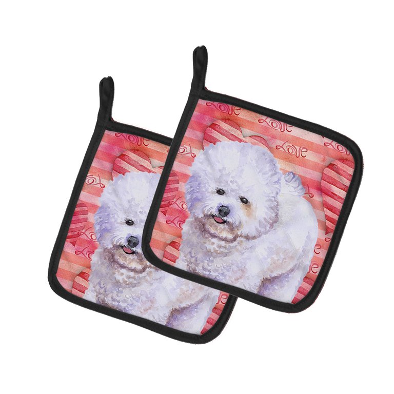 Bichon Frise Love Pair of Pot Holders