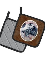 Black and Harlequin Great Dane  Pair of Pot Holders