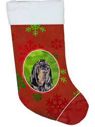 Black and Tan Coonhound Red Snowflakes Holiday Christmas Stocking