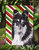 Black And White Collie Candy Cane Christmas Garden Flag 2-Sided 2-Ply