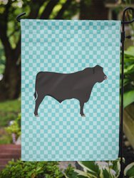 Black Angus Cow Blue Check Garden Flag 2-Sided 2-Ply