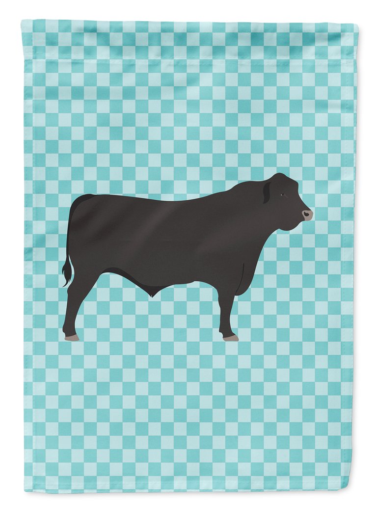 Black Angus Cow Blue Check Garden Flag 2-Sided 2-Ply