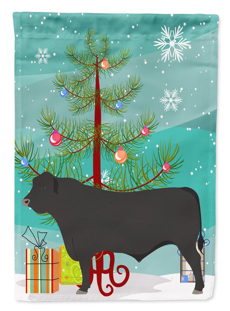 Black Angus Cow Christmas Garden Flag 2-Sided 2-Ply