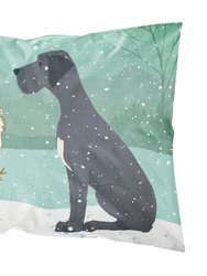 Black Great Dane and Snowman Christmas Fabric Standard Pillowcase