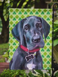 Black Great Dane Puppy St. Patrick's Day Shamrock Garden Flag 2-Sided 2-Ply