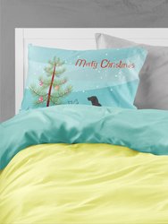 Black Labrador Retriever Merry Christmas Tree Fabric Standard Pillowcase