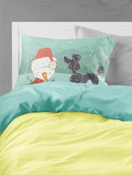 Black Poodle Snowman Christmas Fabric Standard Pillowcase