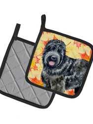 Black Russian Terrier Fall Pair of Pot Holders