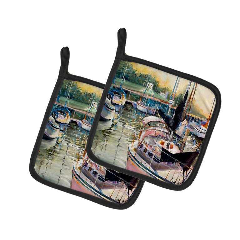 Black Sails Sailboats Pair of Pot Holders