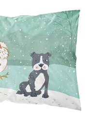 Black Staffie Snowman Christmas Fabric Standard Pillowcase