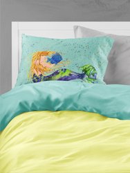 Blonde Mermaid on Teal Fabric Standard Pillowcase