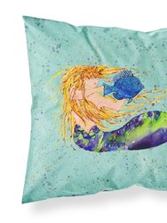Blonde Mermaid on Teal Fabric Standard Pillowcase