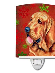 Bloodhound Red and Green Snowflakes Holiday Christmas Ceramic Night Light