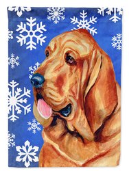 Bloodhound Winter Snowflakes Holiday Garden Flag 2-Sided 2-Ply