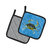 Blue Crab on Blue Pair of Pot Holders