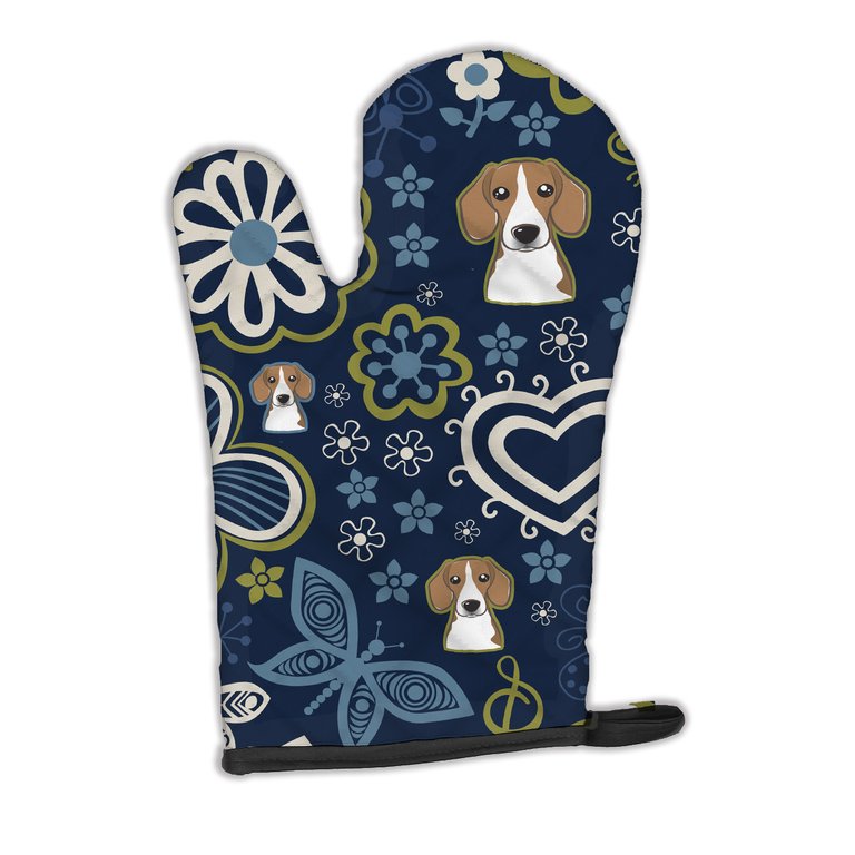 Blue Flowers Beagle Oven Mitt