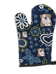 Blue Flowers English Bulldog  Oven Mitt