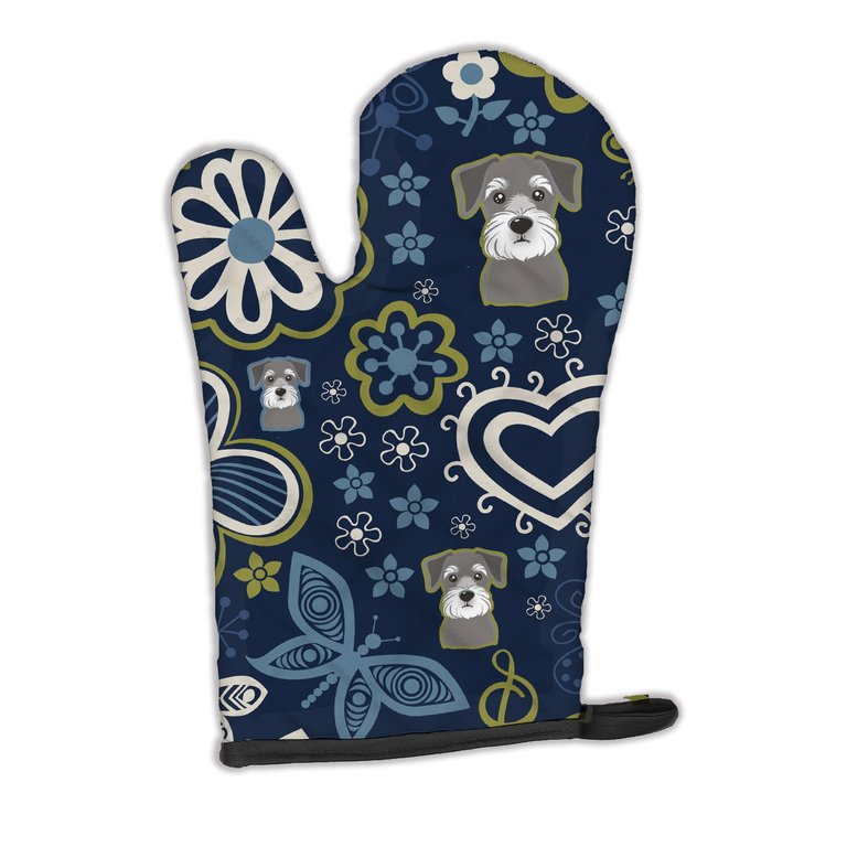 Blue Flowers Schnauzer Oven Mitt