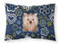 Blue Flowers Yorkie Yorkishire Terrier Fabric Standard Pillowcase