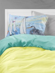 Blue Heron Sailboats Dog River Bridge Fabric Standard Pillowcase