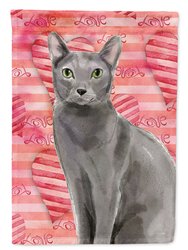 Blue Russian Cat Love Garden Flag 2-Sided 2-Ply - Red