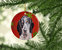 Blue Tick Coonhound Red Snowflakes Holiday Ceramic Ornament