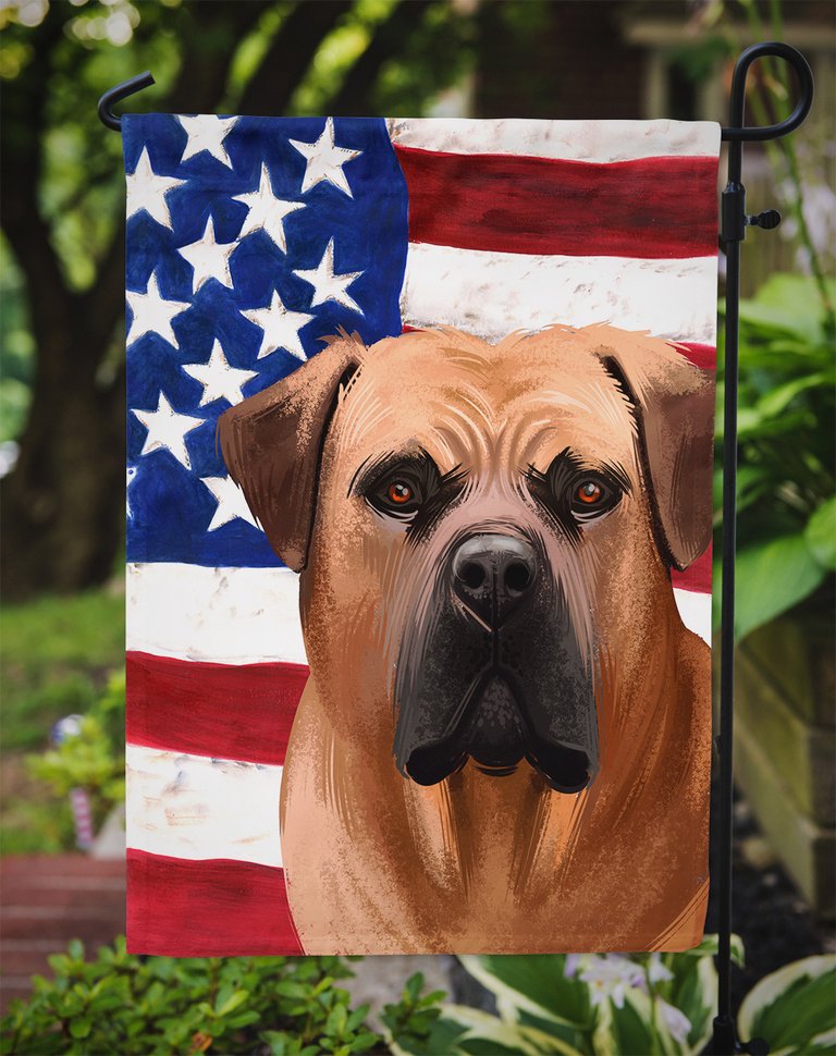 Boerboel Dog American Flag Garden Flag 2-Sided 2-Ply