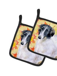 Borzoi Fall Pair of Pot Holders