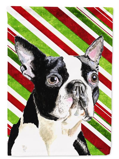 Caroline's Treasures Boston Terrier Candy Cane Holiday Christmas Garden Flag 2-Sided 2-Ply product