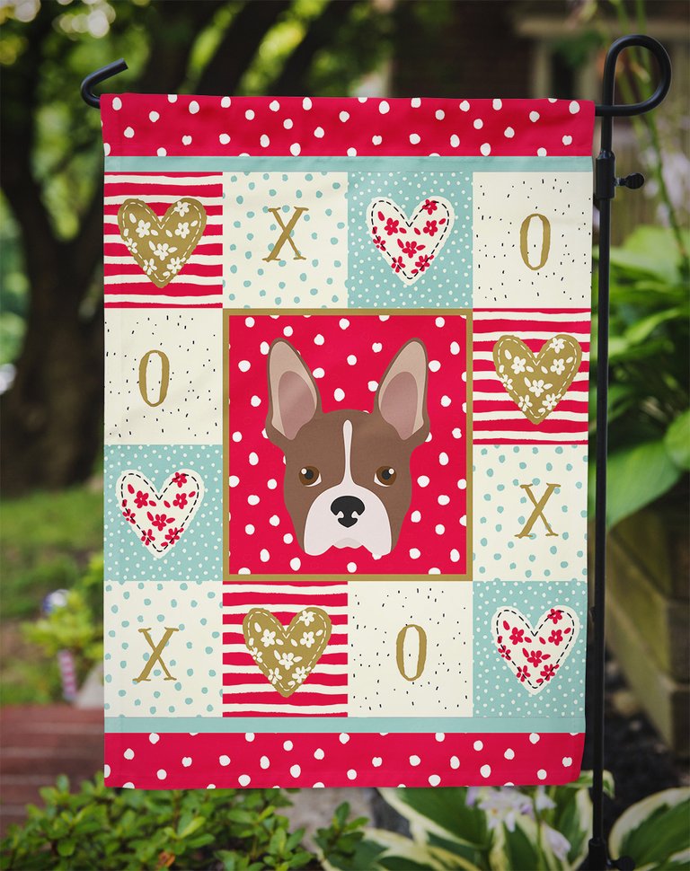 Boston Terrier Love Garden Flag 2-Sided 2-Ply