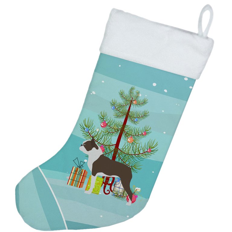 Boston Terrier Merry Christmas Tree Christmas Stocking