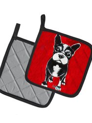 Boston Terrier Runt Pair of Pot Holders