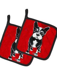 Boston Terrier Runt Pair of Pot Holders