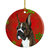 Boxer Red and Green Snowflakes Holiday Christmas Ceramic Ornament