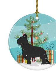 Briard Merry Christmas Tree Ceramic Ornament